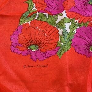 Vintage Eileen Wood Floral Scarf~Vibrant Print 25.5”x 26.75”
